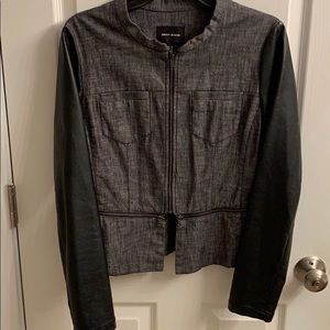DKNY Denim Jacket w/Imitation Leather Sleeves